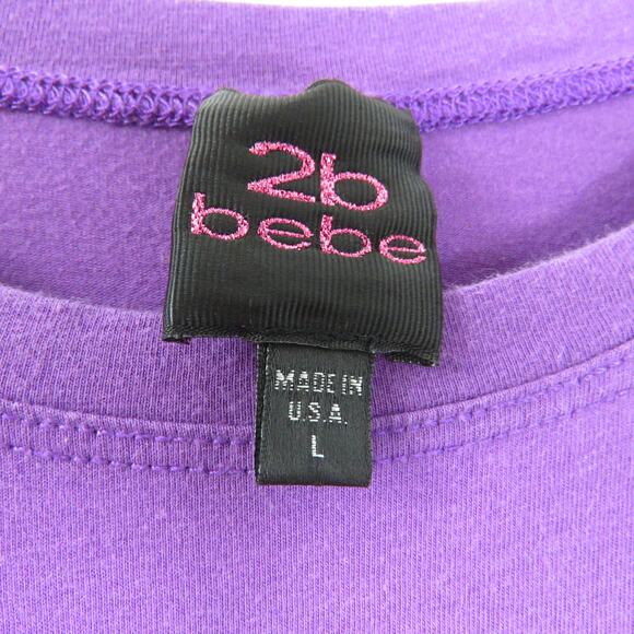 Y2K BEBE Purple Graphic Logo Tee Crewneck T-Shirt Vintage Large - Picture 6 of 7